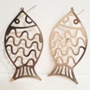 Gold Fish-Shaped  Dangling Earrings Animal Jewerly